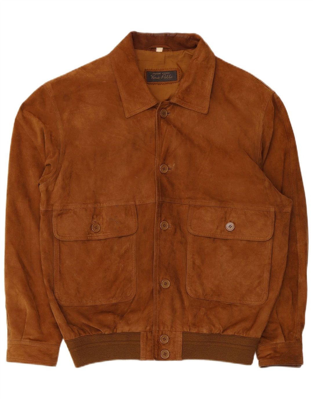 Bomber vintage pentru bărbați din piele intoarsa IT 50 mare, maro, din piele