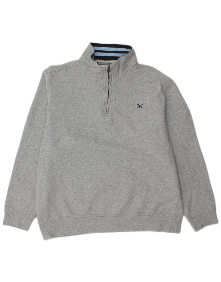 CREW CLOTHING Hanorac pentru femei cu fermoar și gât Pulover UK 20 2XL Bumbac gri