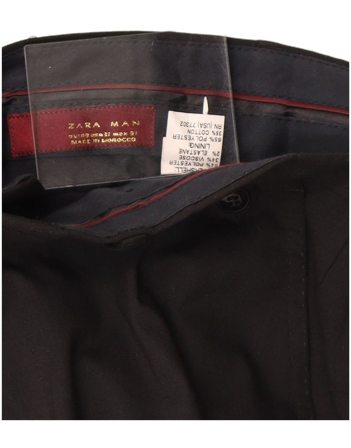 Pantaloni Drepți ZARA Bărbați EU 40 Mediu L31 L32 Poliester Negru