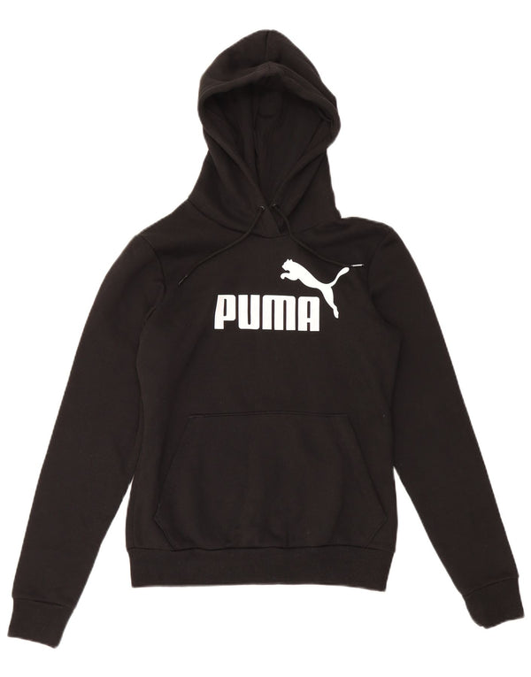 Pulover cu glugă cu grafic Puma pentru femei UK 10 mic bumbac negru