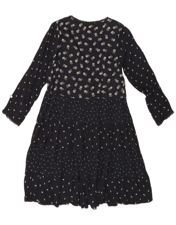Giorgio Kauten Rochie cu mâneci lungi pentru femei UK 12 Medium Black Floral