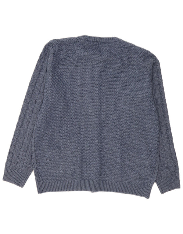 Pulover cardigan vintage pentru femei, cu croiala lejeră, UK 14, poliester albastru mediu