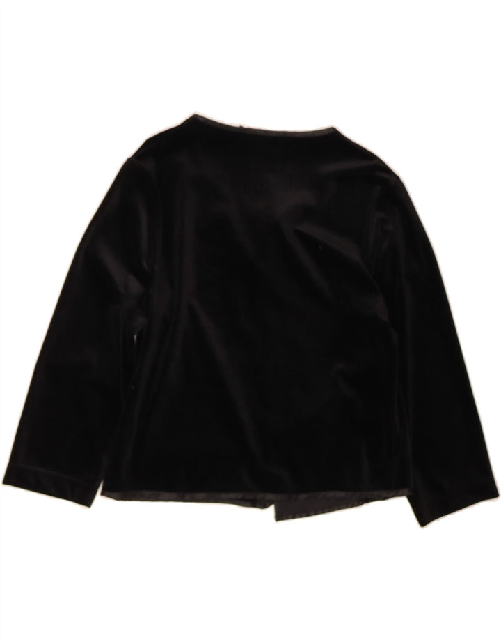 VINTAGE Womens 3/4 Sleeve Crop Blazer Jacket IT 44 Medium Black Polyester Vintage Vintage and Second-Hand Vintage from Messina Hembry 
