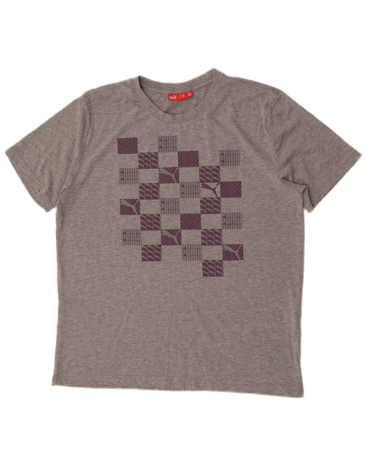 Tricou grafic Puma pentru bărbați Top mare, gri, bumbac cu pete