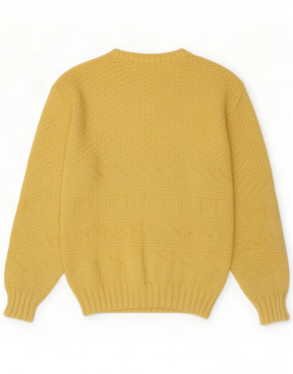 Vintage Womens Boat Neck Jumper Sweater UK 14 Medium Yellow