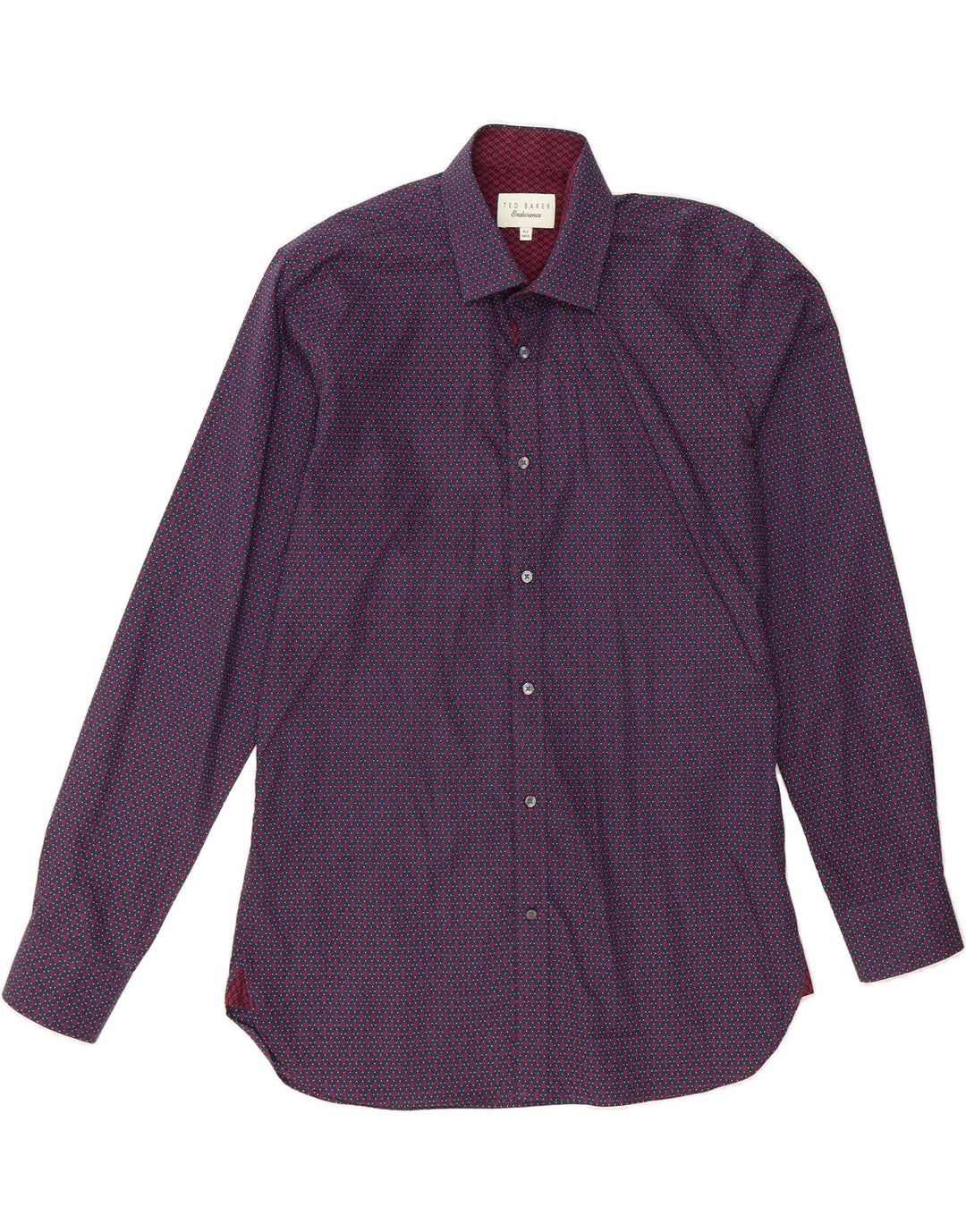 TED BAKER Mens Shirt Size 15 1/2 Medium Red Argyle/Diamond Cotton Vintage Ted Baker and Second-Hand Ted Baker from Messina Hembry 