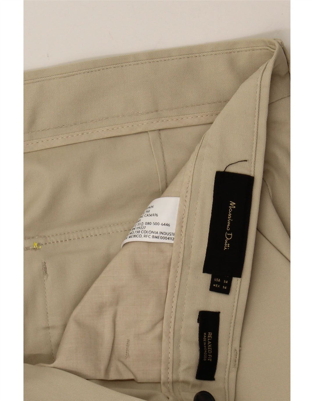 MASSIMO DUTTI Mens Relaxed Fit Chino Trousers W34 L30 Beige Polyester Vintage Massimo Dutti and Second-Hand Massimo Dutti from Messina Hembry 