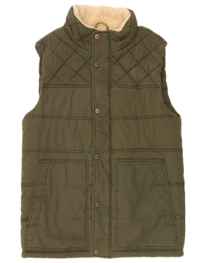 Gilet căptușit pentru bărbați Weird Fish UK 38 Poliester verde mic