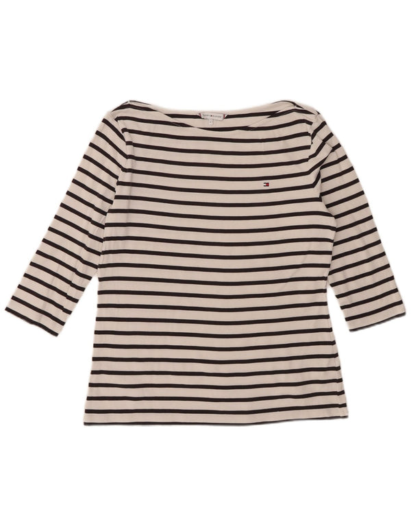 Top pentru femei Tommy Hilfiger cu mâneci 3/4 UK 14 mare, bumbac cu dungi albe