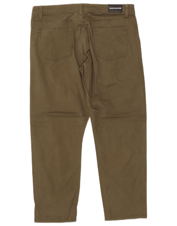 Pantaloni tăiați conici pentru femei CALVIN KLEIN US 12 Large W34 L26 Kaki