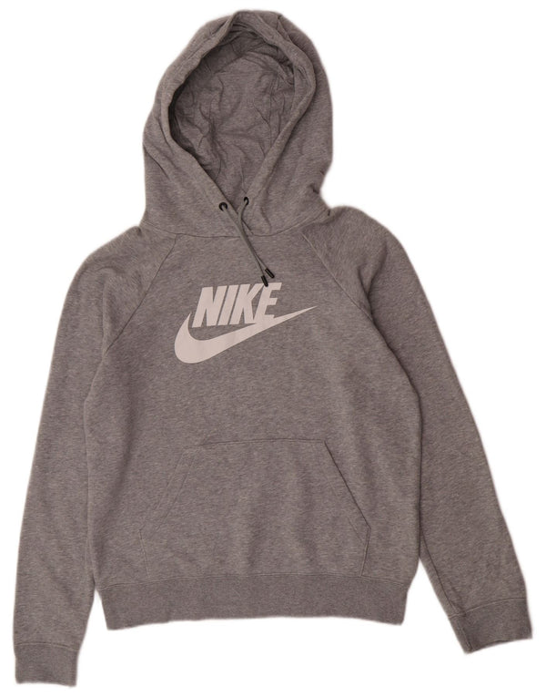 Pulover cu glugă supradimensionat cu grafic Nike pentru femei UK 10, bumbac, gri mic