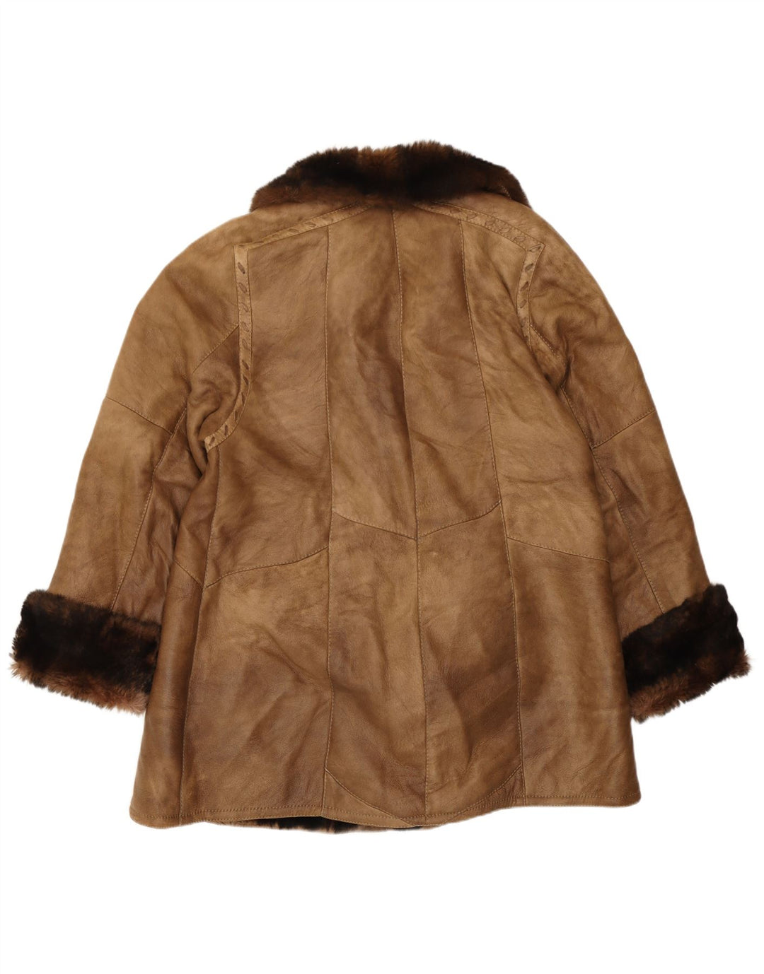 Palton din shearling vintage pentru femei EU 40 maro mediu din shearling