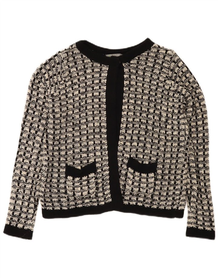 Pulover cardigan pentru femei Marks & Spencer UK 12 Medium Black Check Bumbac