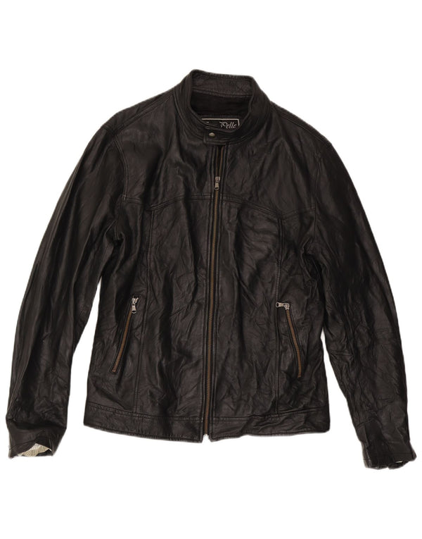 Jachetă de piele vintage pentru bărbați UK 38 Medium Black Leather