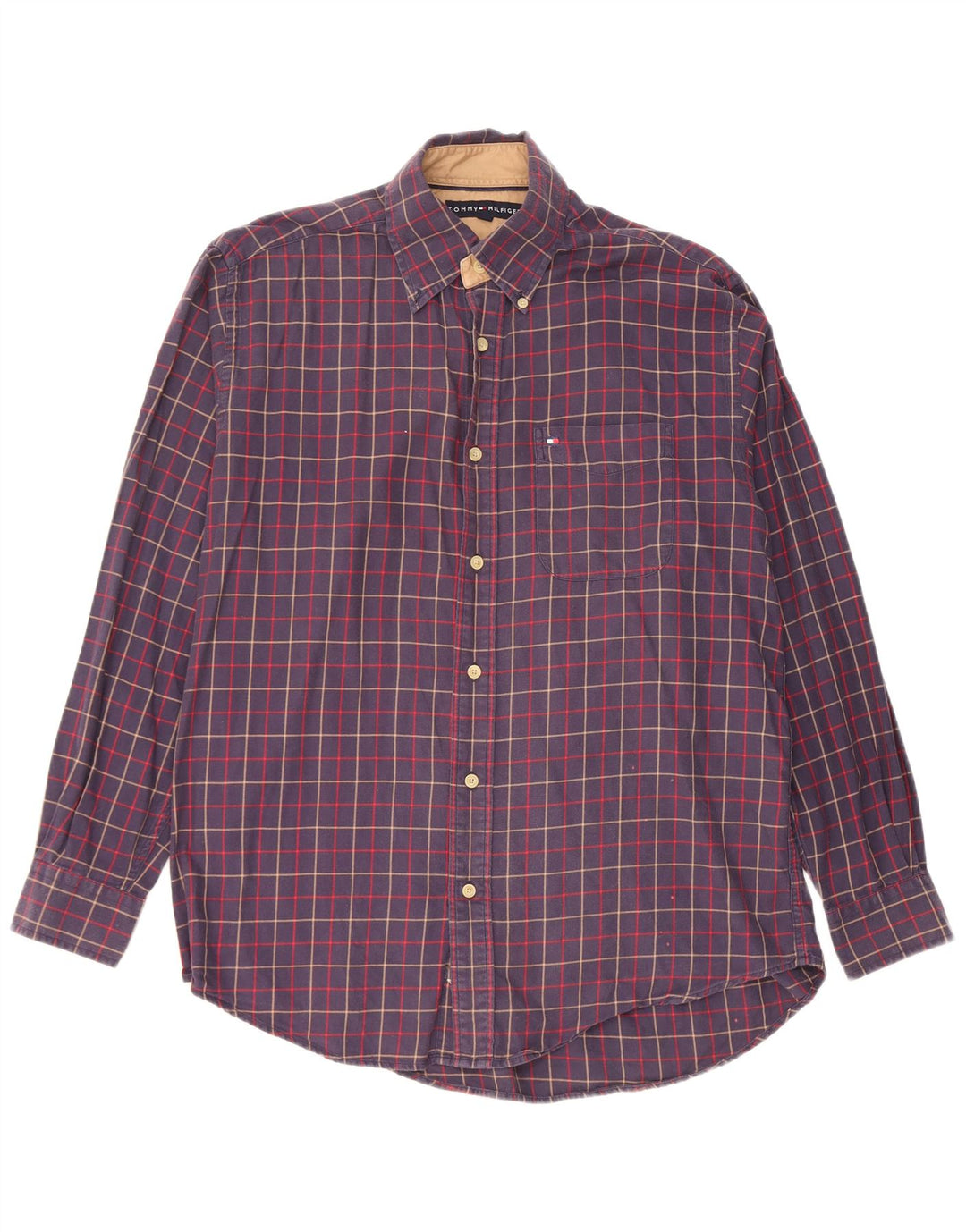 Cămașă de flanel pentru bărbați Tommy Hilfiger, bumbac cu carouri, albastru bleumarin