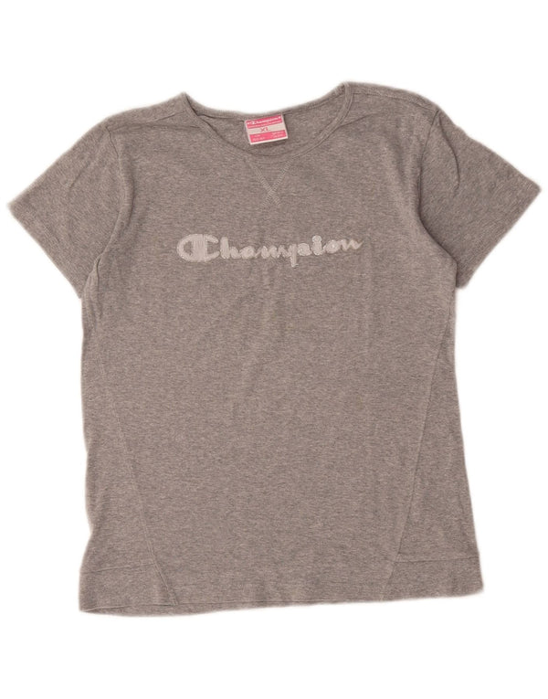 Tricou grafic Champion pentru fete Top 13-14 ani XL bumbac cu pete gri