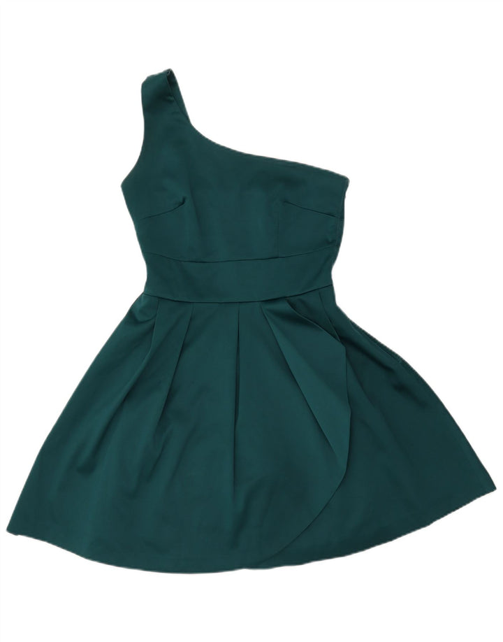 Rochie pentru femei WAREHOUSE cu un singur umăr UK 8 Poliester verde mic