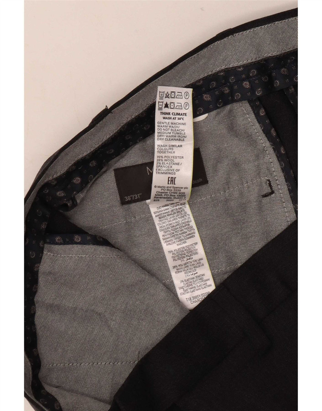 Marks & Spencer Pantaloni drepți pentru bărbați L38 L31 Poliester gri