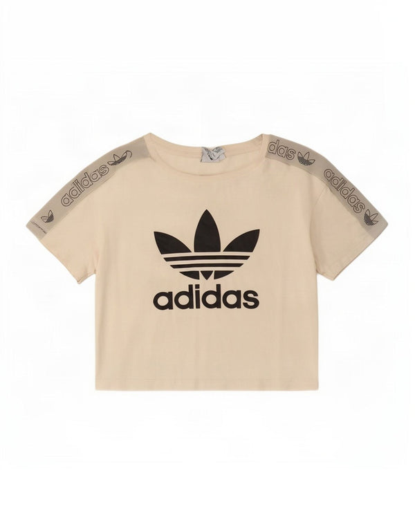 Tricou cu grafic crop Adidas pentru femei Top UK 8 Small Colorblock alb
