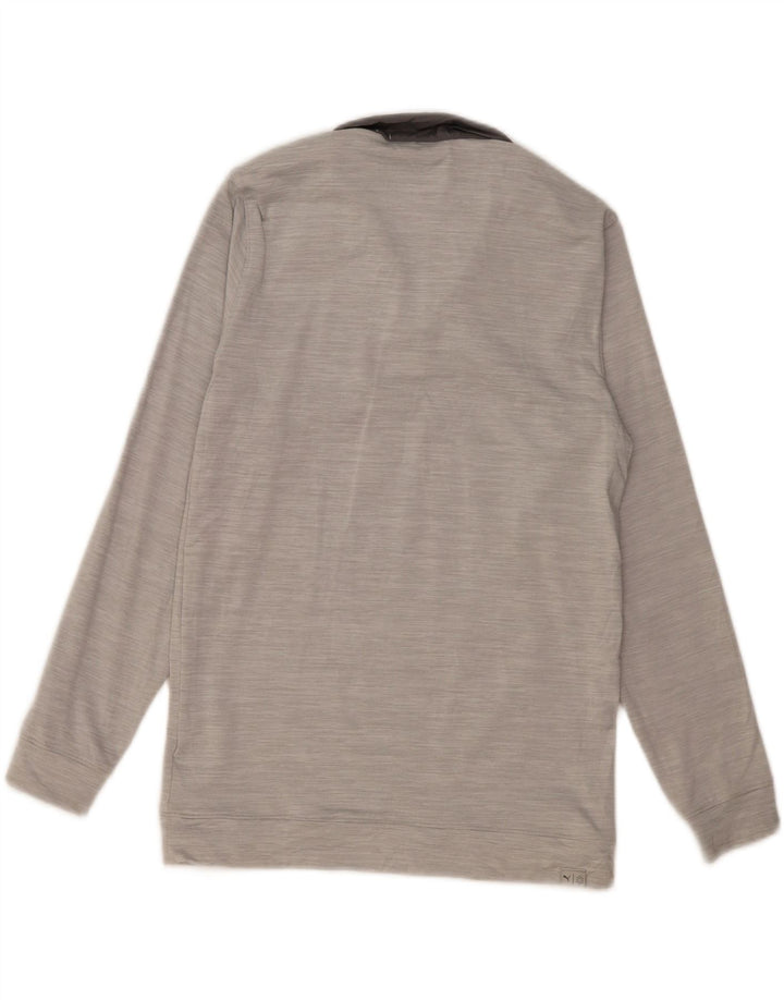 Pulover PUMA pentru bărbați, cu fermoar, cu gât, din poliester color bloc, gri mic