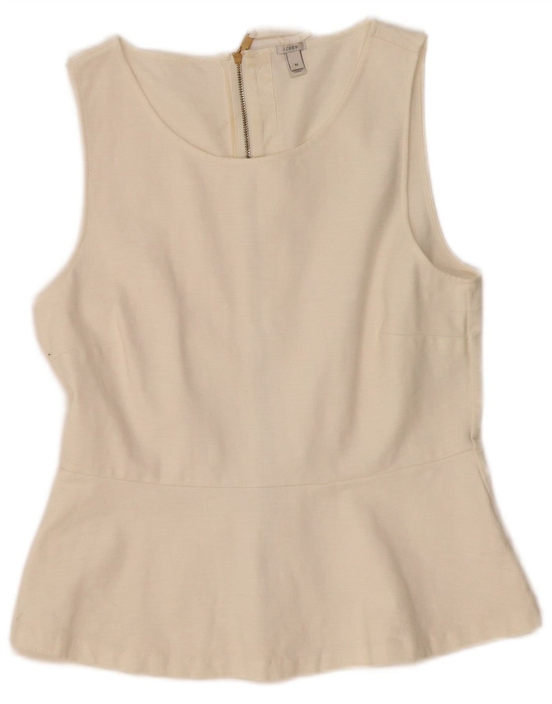 J. CREW Womens Sleeveless Blouse Top UK 12 Medium Off White Cotton