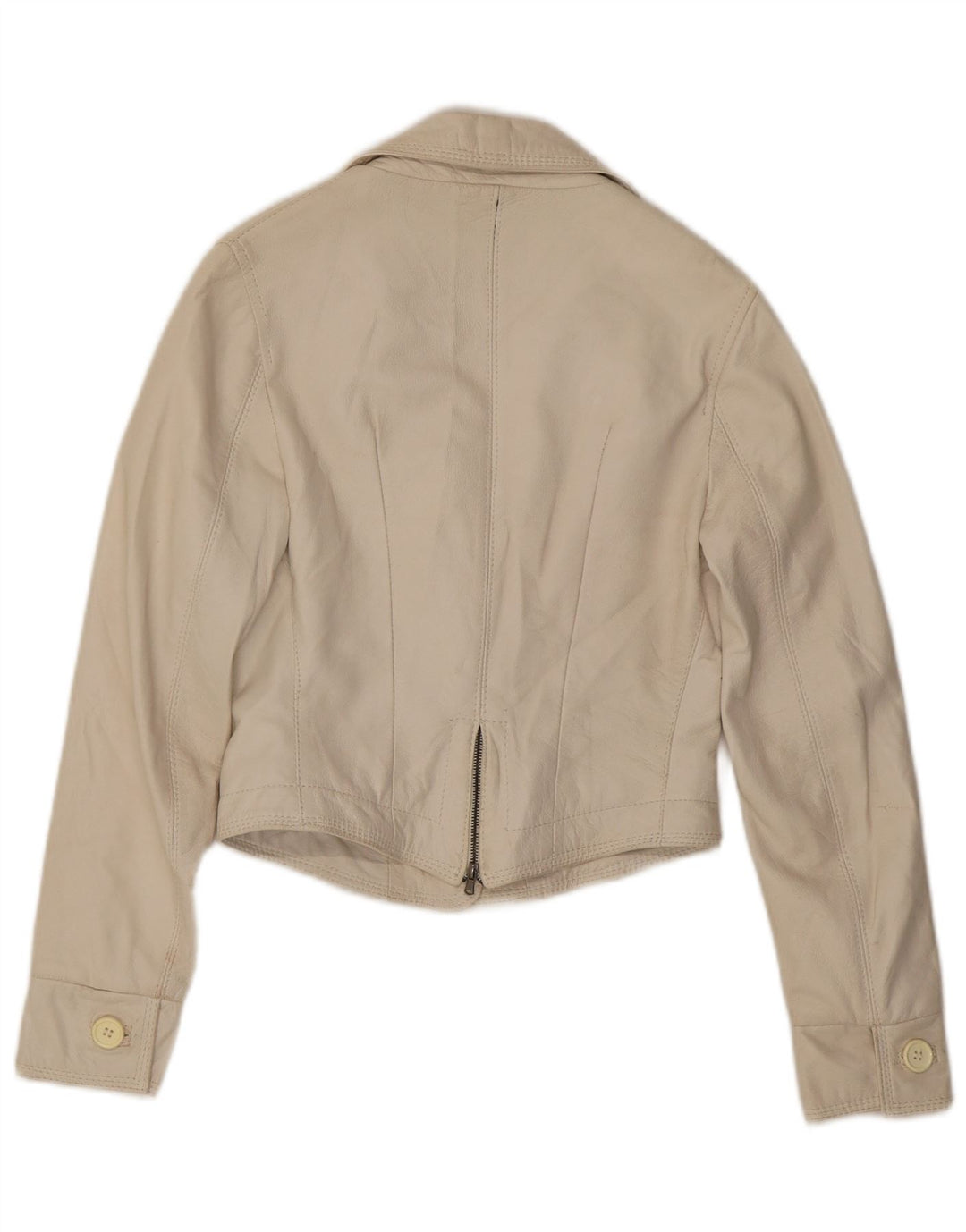 Blazer din piele cu 3 nasturi NADINE pentru femei UK 10 Mic din piele albă