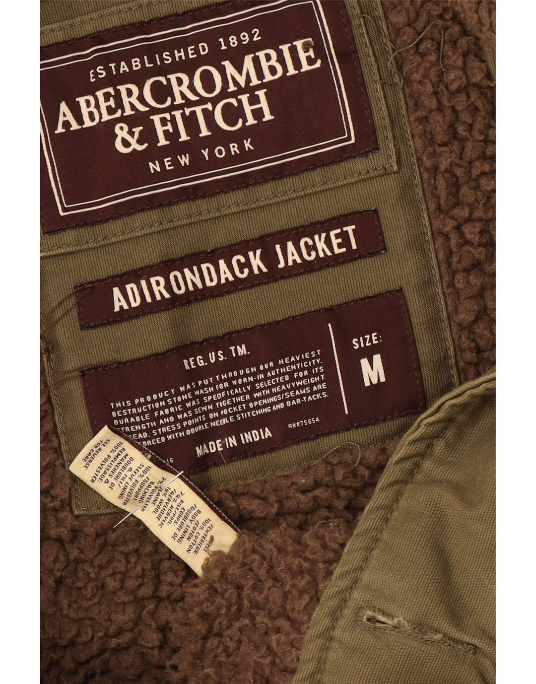 Jachetă Sherpa Abercrombie & Fitch pentru bărbați UK 38 Bumbac kaki mediu
