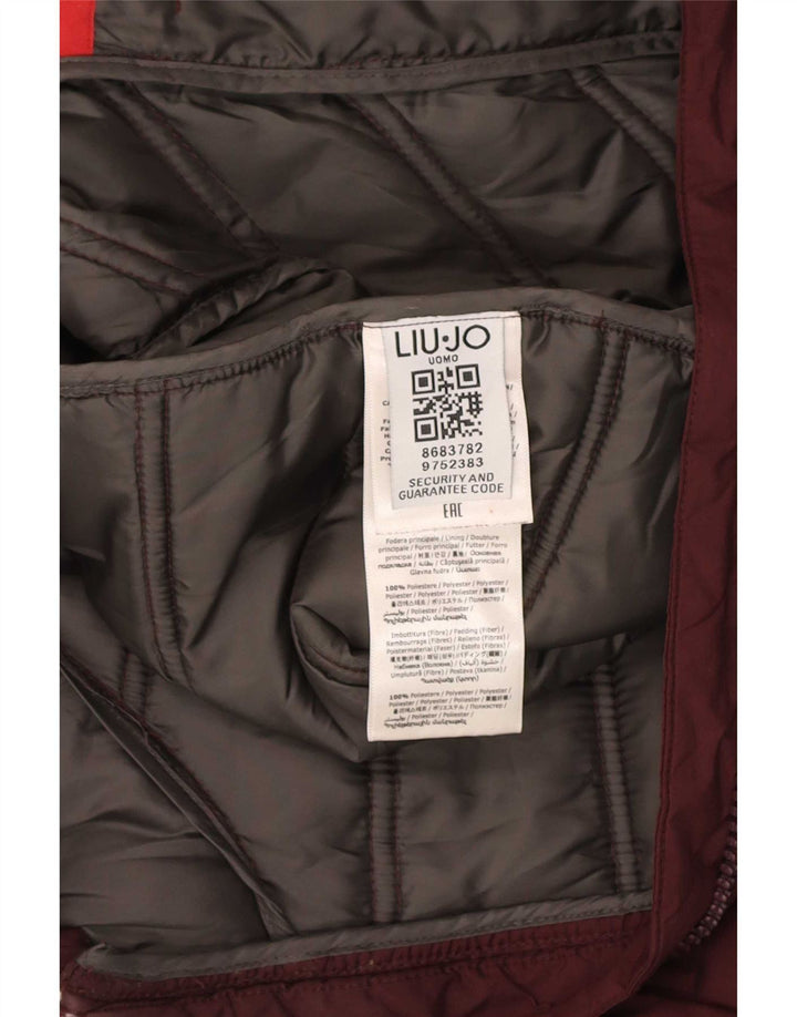 Jachetă căptușită cu glugă pentru bărbați Liu Jo UK 38 Medium Burgundy Poliester