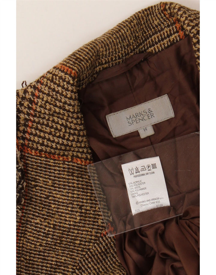 MARKS & SPENCER Jachetă Blazer pentru femei UK 14 Medium Brown Houndstooth