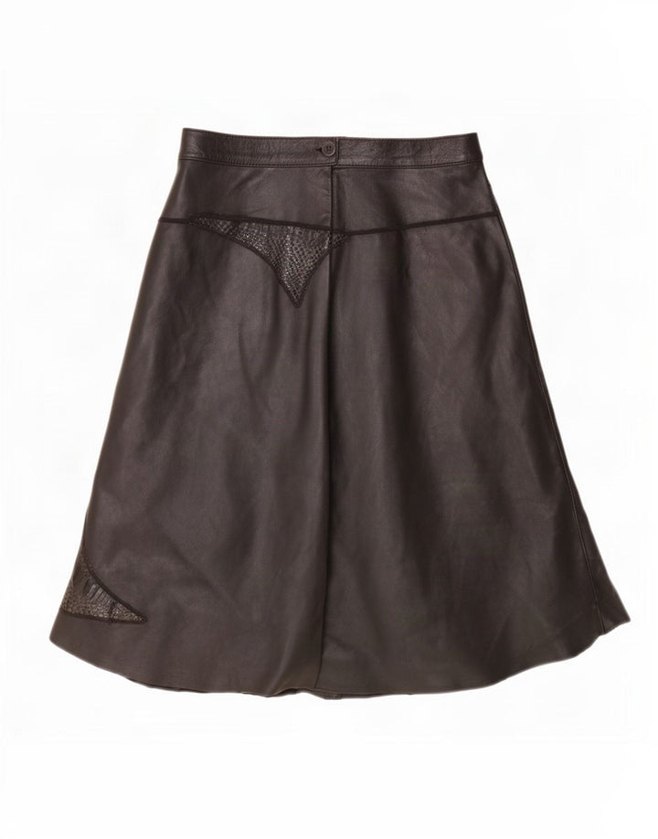 Fusta din piele vintage pentru femei IT 44 Medium W28 Negru Mozaic