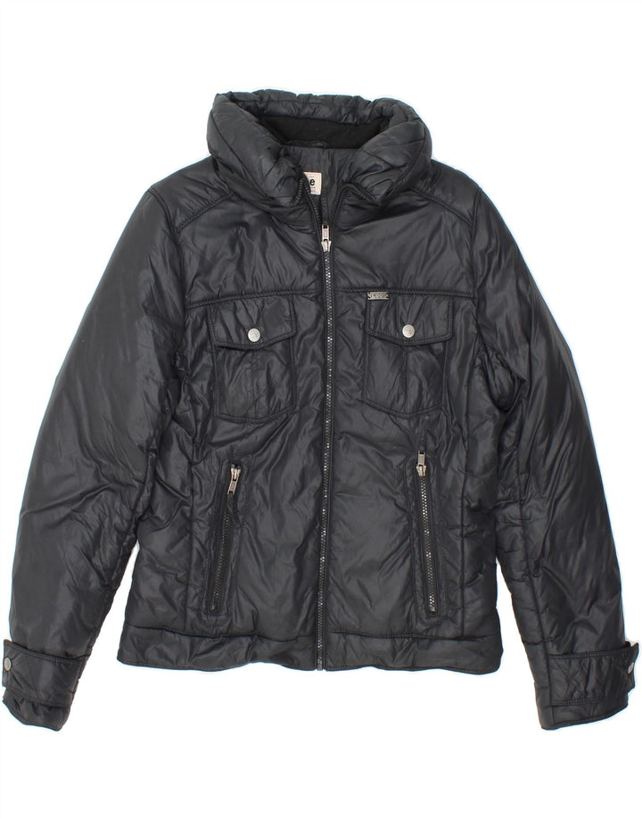 LEE Womens Padded Jacket UK 14 Medium Black Polyester Vintage Lee and Second-Hand Lee from Messina Hembry 