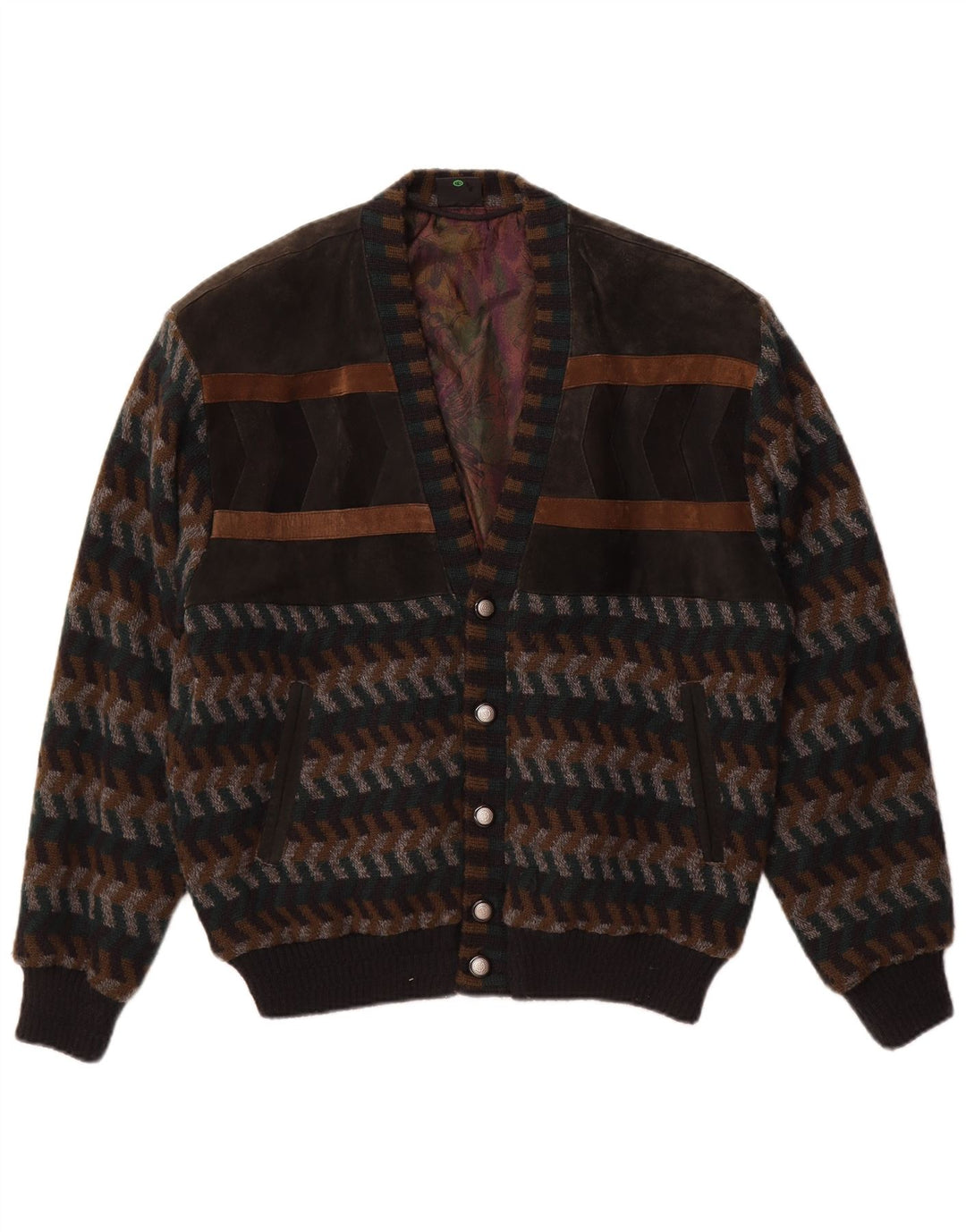 WESTBURY Pulover Cardigan Bărbați EU 48/50 Maro Mediu Chevron Acrilic