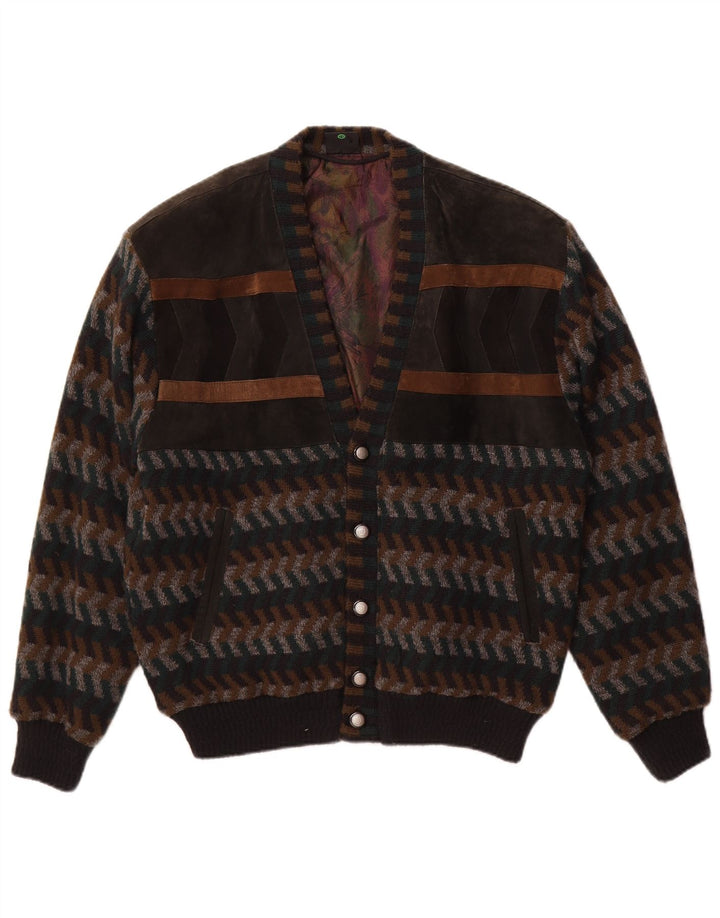 WESTBURY Pulover Cardigan Bărbați EU 48/50 Maro Mediu Chevron Acrilic
