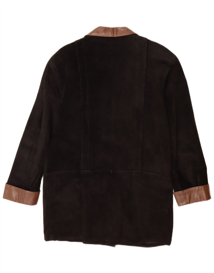 Jachetă vintage pentru femei cu piept dublu din piele intoarsa EU 40 Medium Black