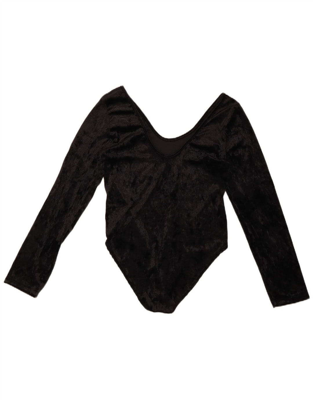 VINTAGE Body cu mânecă lungă din velur pentru femei UK 10 Poliester negru mic