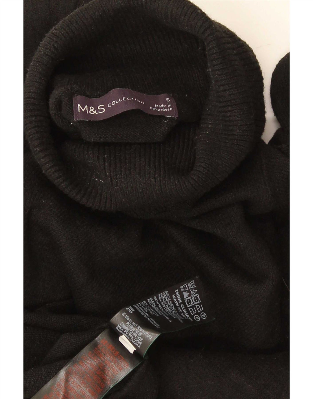 Pulover pentru bărbați Marks & Spencer cu gât rulat, poliester mic, negru