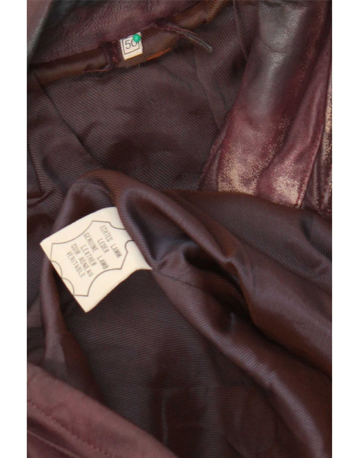 Gilet din piele vintage pentru bărbați IT 50 Large Maroon
