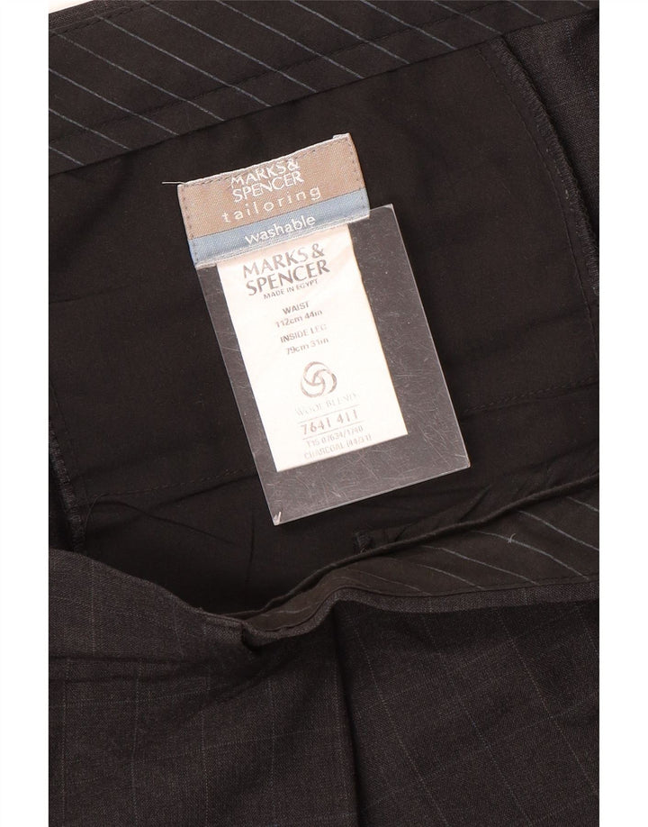 Marks & Spencer Pantaloni drepți pentru bărbați L44 L31 Poliester cu carouri gri