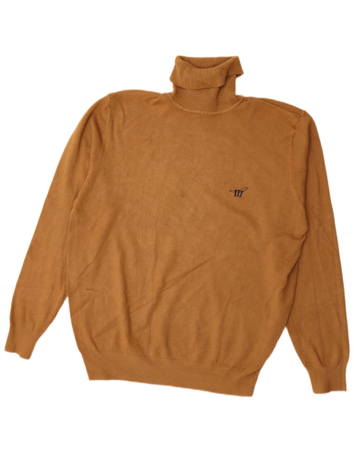 Pulover vintage pentru bărbați cu gât rulat, XL, bej