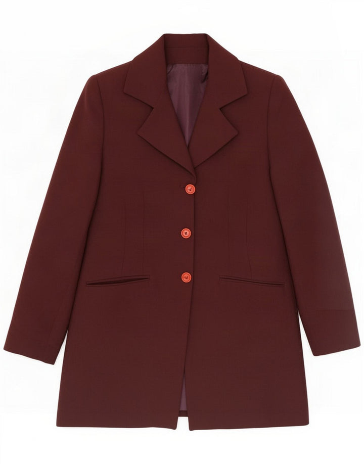 Vintage Womens Longline 3 Button Blazer Jacket UK 14 Medium Burgundy