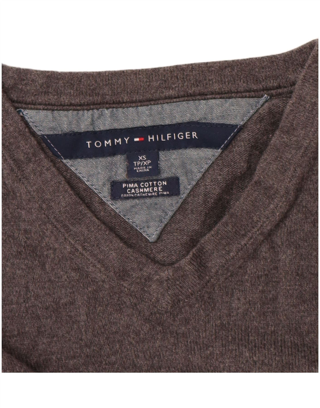 Pulover pentru bărbați Tommy Hilfiger cu decolteu în V XS bumbac gri