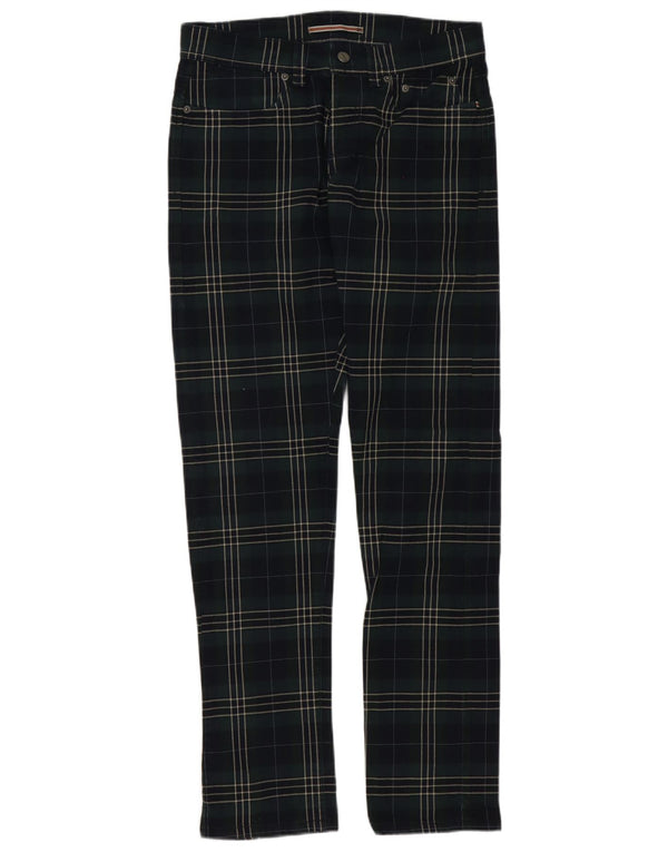 SIVIGLIA Pantaloni Drepți Casual Bărbătesc L31 L34 Bumbac Verde Check