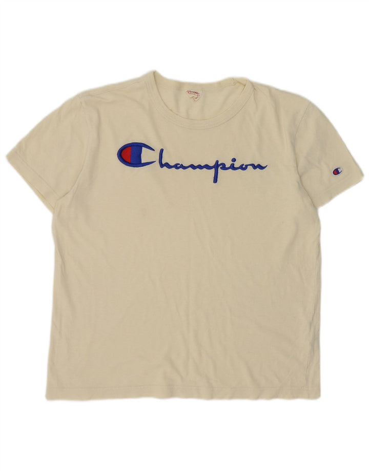 Tricou grafic pentru bărbați Champion Top mediu din bumbac alb