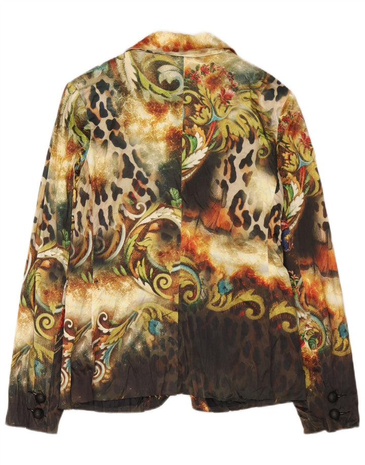 Etoile Du Monde Jachetă Blazer Femei UK 10 Mic Multicolor Animal Print