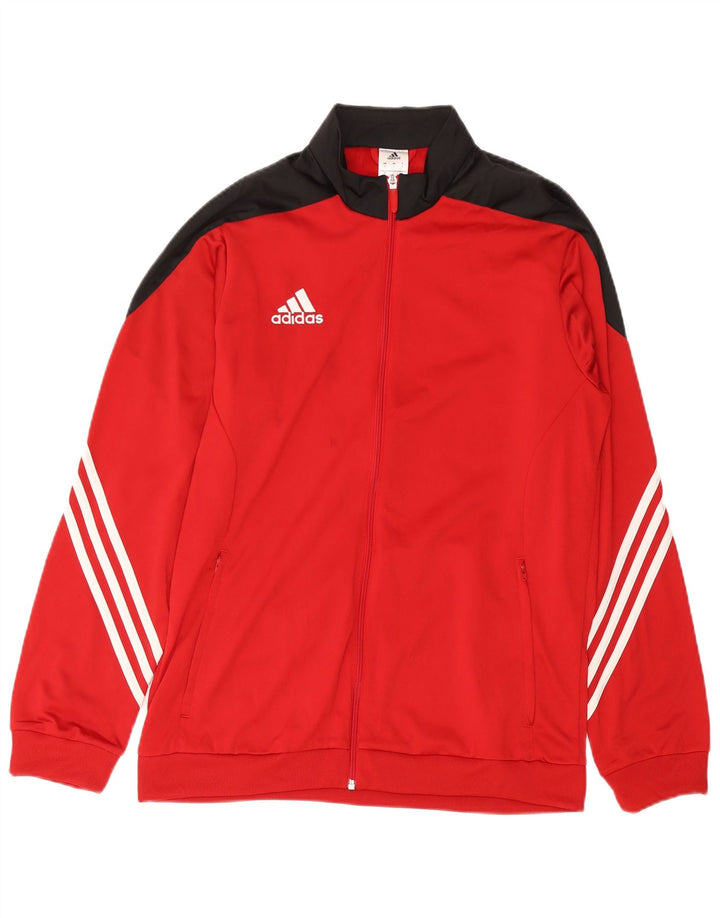 ADIDAS Mens Tracksuit Top Jacket Large Red Colourblock Polyester