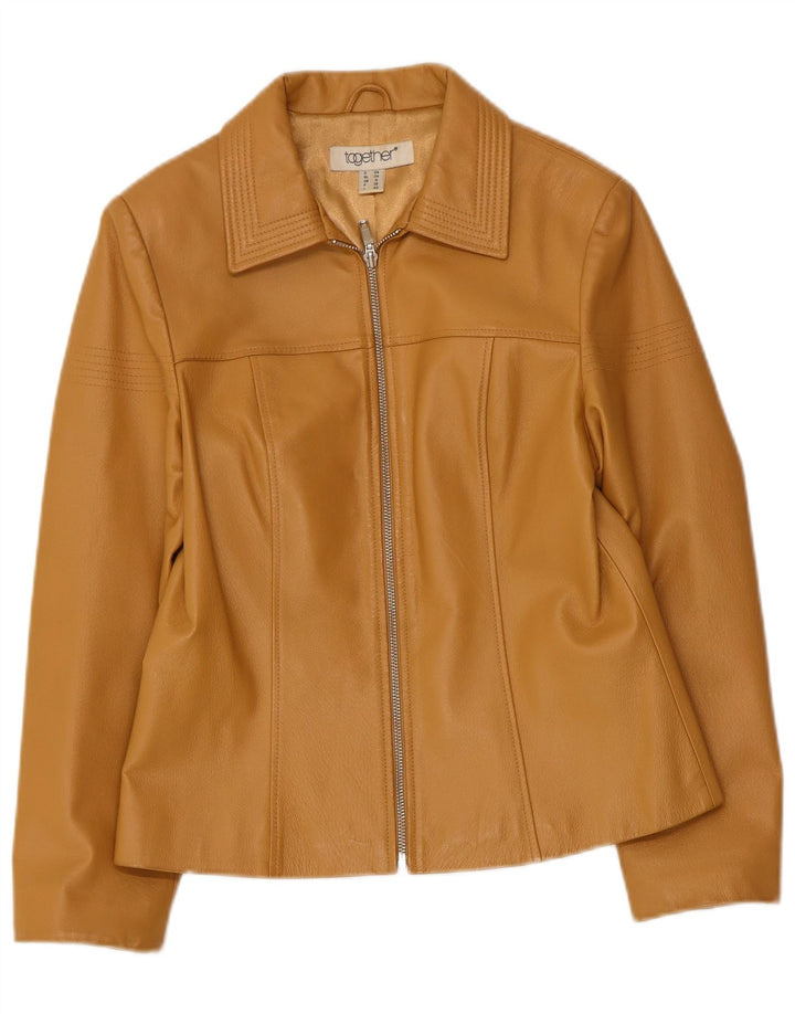 TOGETHER Jachetă de piele pentru femei UK 8 Mic din piele bej