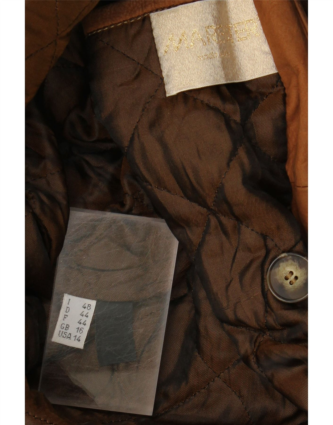 VINTAGE Womens Leather Oversized Duffle Coat UK 16 Large  Brown Leather