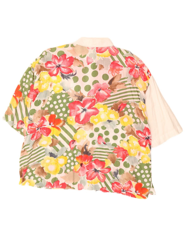 Bluză vintage pentru femei, cămașă largi, UK 20 2XL, roșu, floral