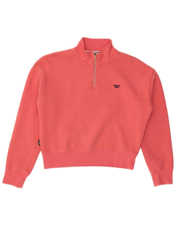 Pulover Superdry pentru damă, supradimensionat, cu fermoar și gât, UK 8, mic, roz