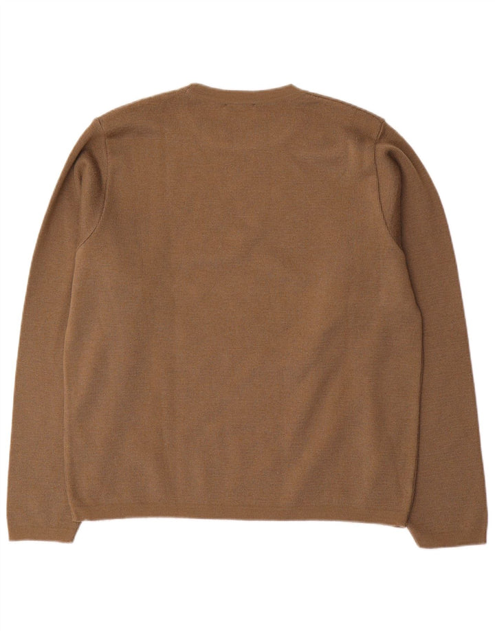 Pulover pentru bărbați Trussardi Jeans cu gât crew din lână maro mediu